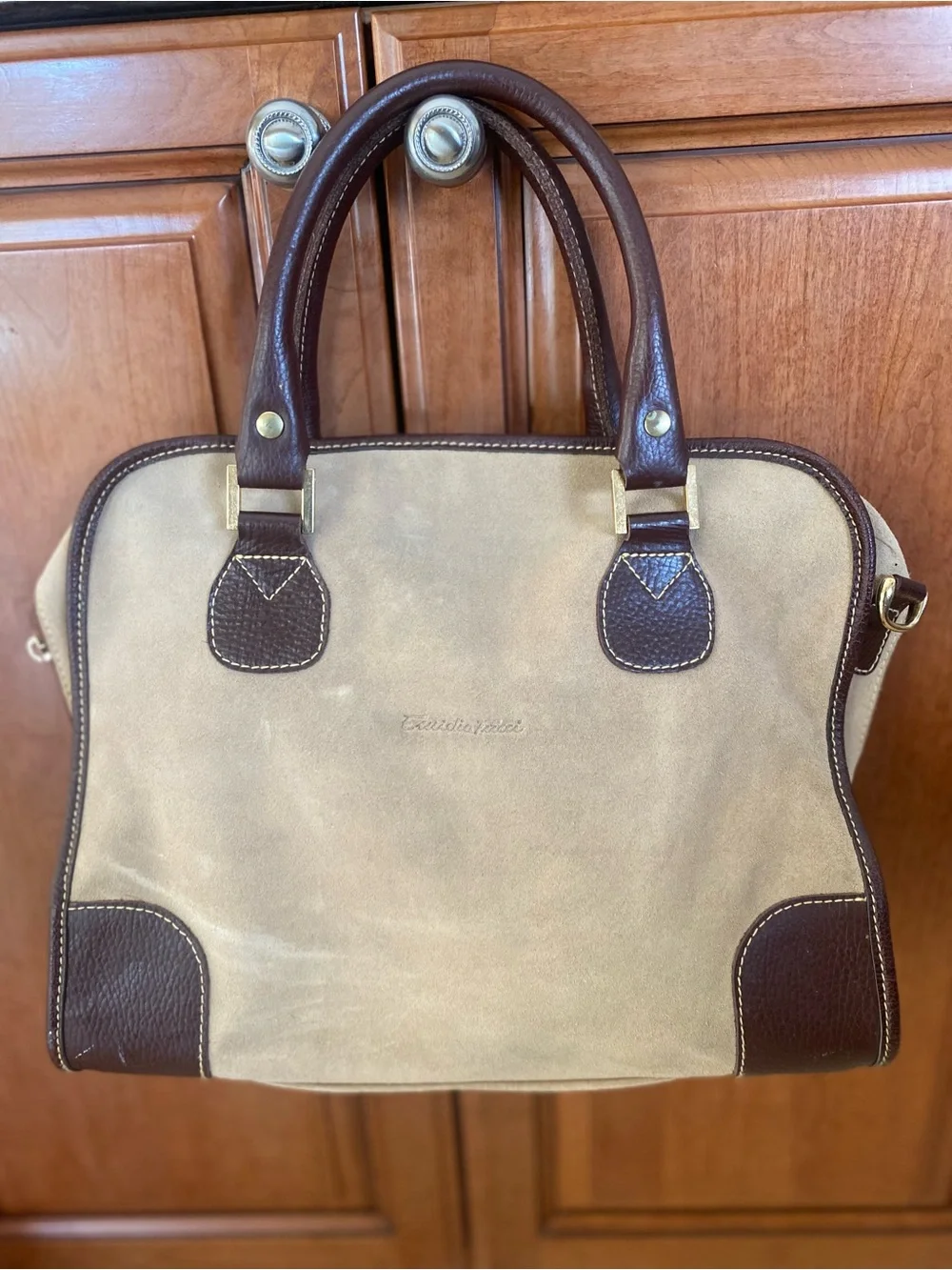 Vintage Emidio Tucci Suede and Dark Brown Leather Satchel -